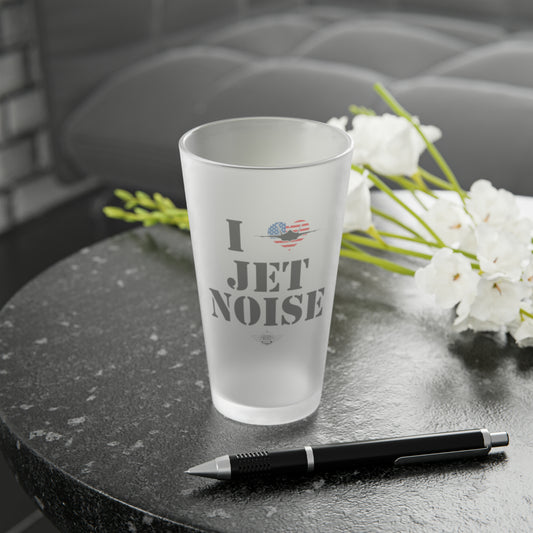 I heart Jet Noise Frosted Pint Glass, 16oz