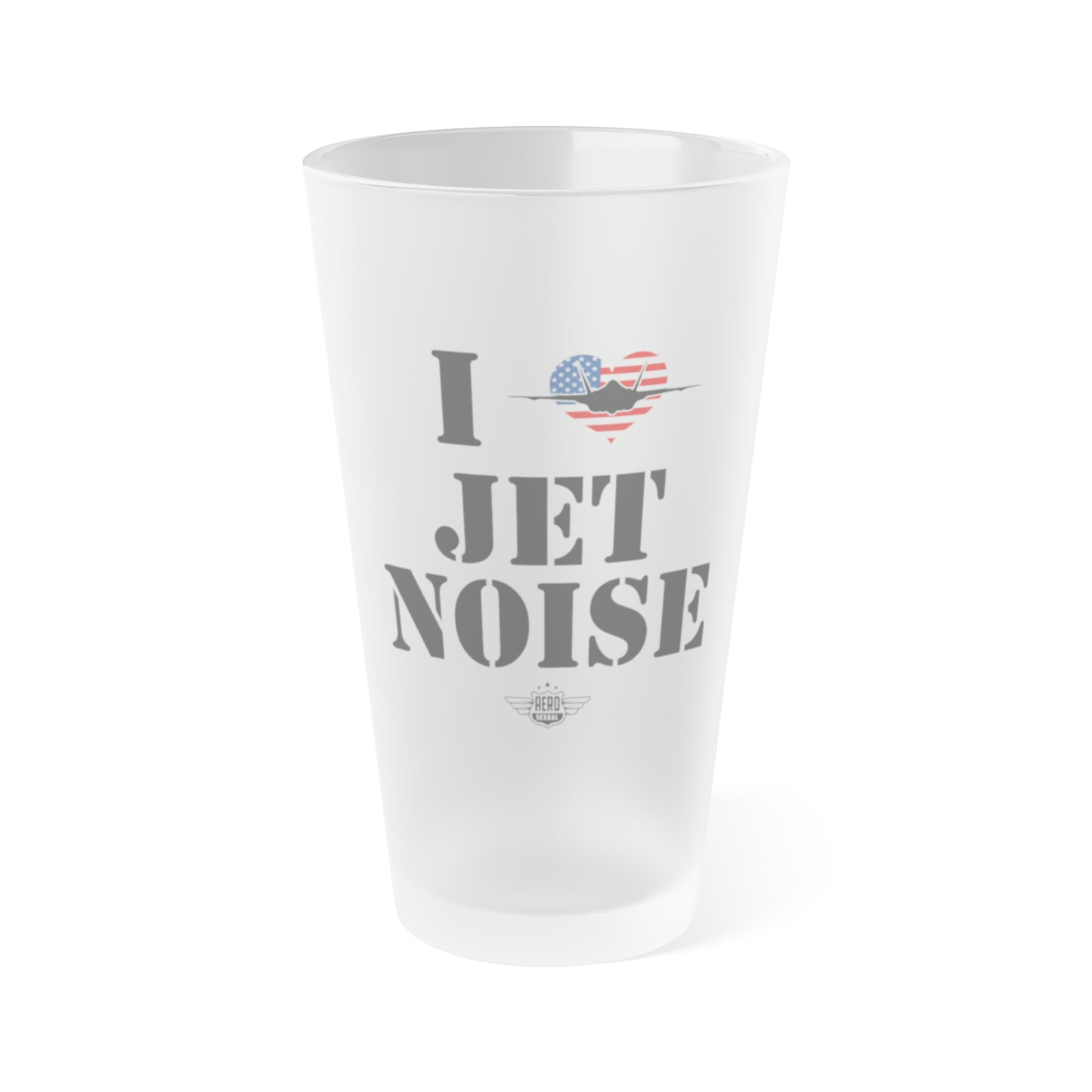 I heart Jet Noise Frosted Pint Glass, 16oz