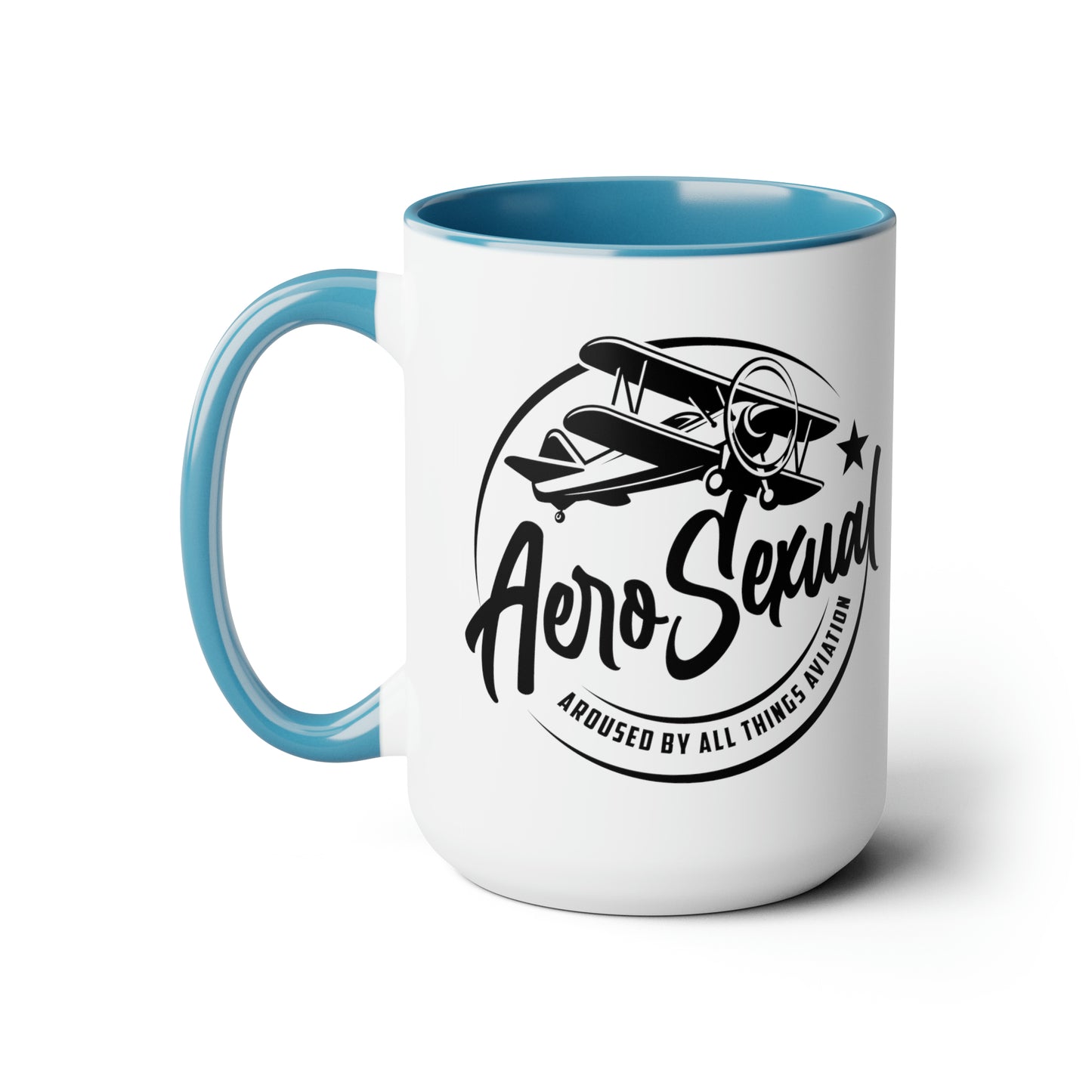 Aerosexual Two-Tone Coffee Mugs, 15oz (Biplane)