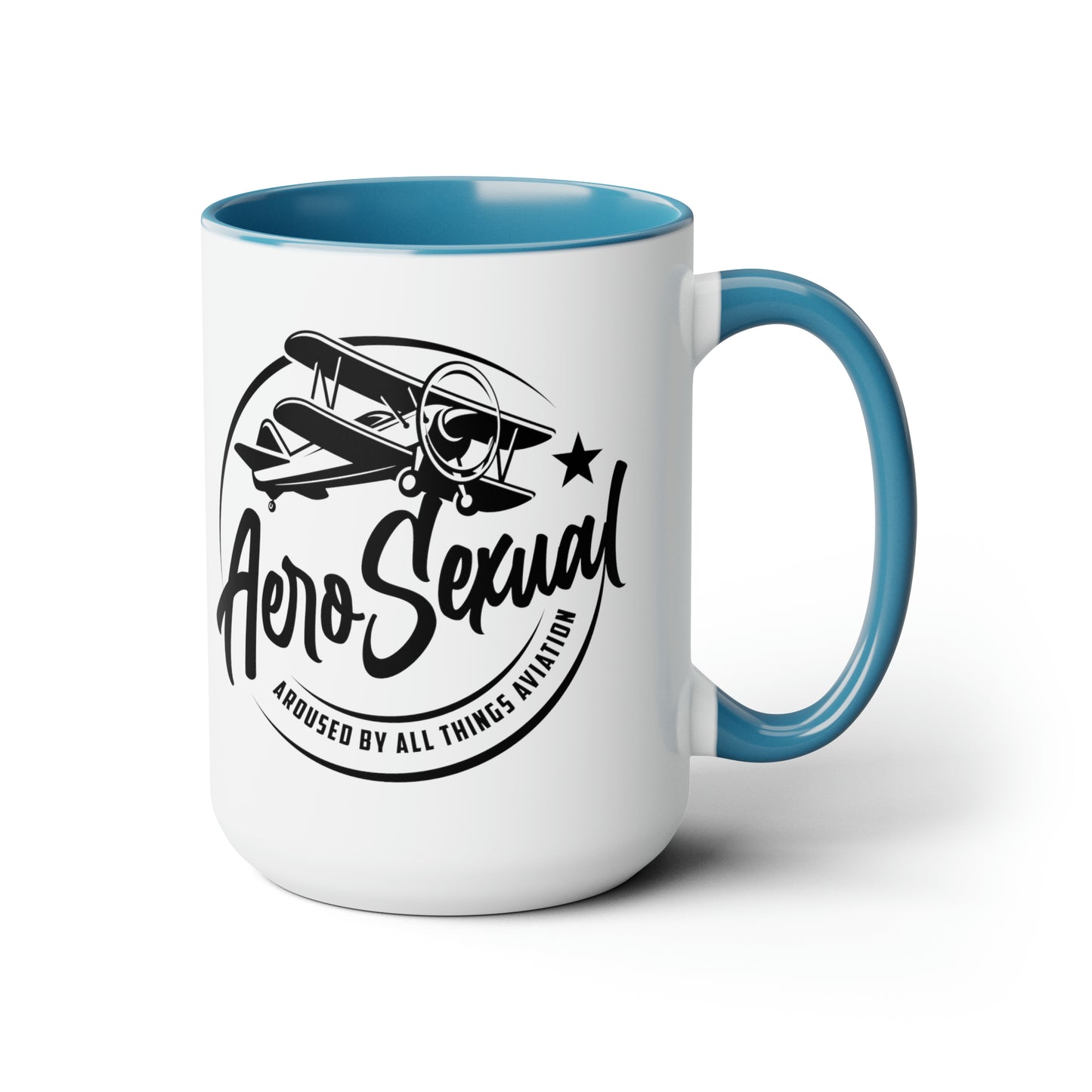 Aerosexual Two-Tone Coffee Mugs, 15oz (Biplane)